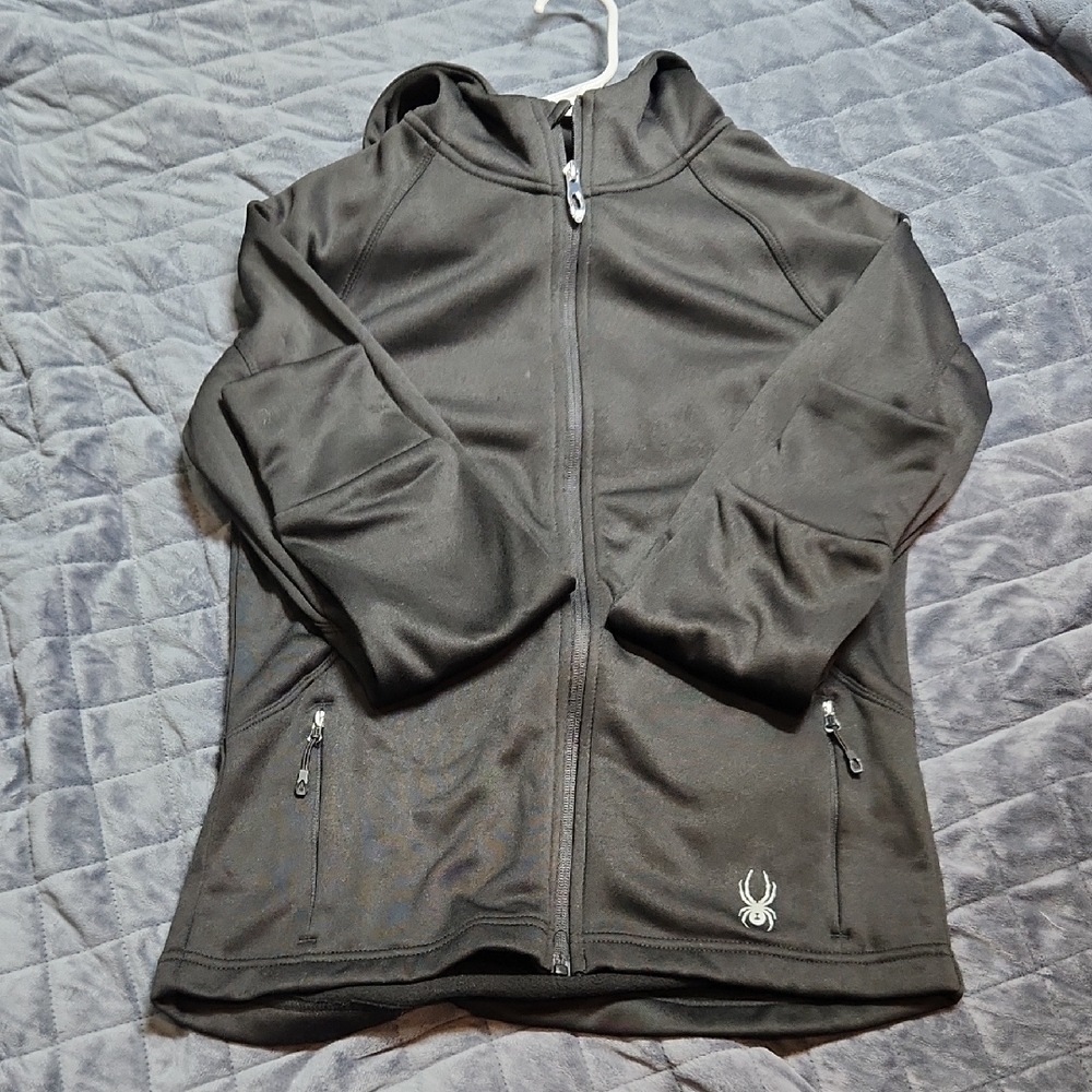 Spyder Black Full-Zip Hooded Jacket with Logo